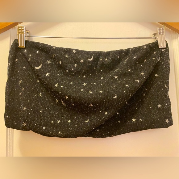 NWOT Celestial Sparkle Bandeau Tube Top / Size 1X / Black Silver Star Moon โจ๐ค๐ - Picture 3 of 5